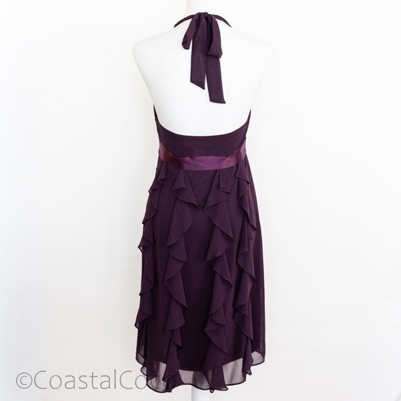 Eliza J Purple Ruffle Chiffon Dress 8 Halter Babydoll Fairycore Y2K Whimsy Party - Picture 3 of 10